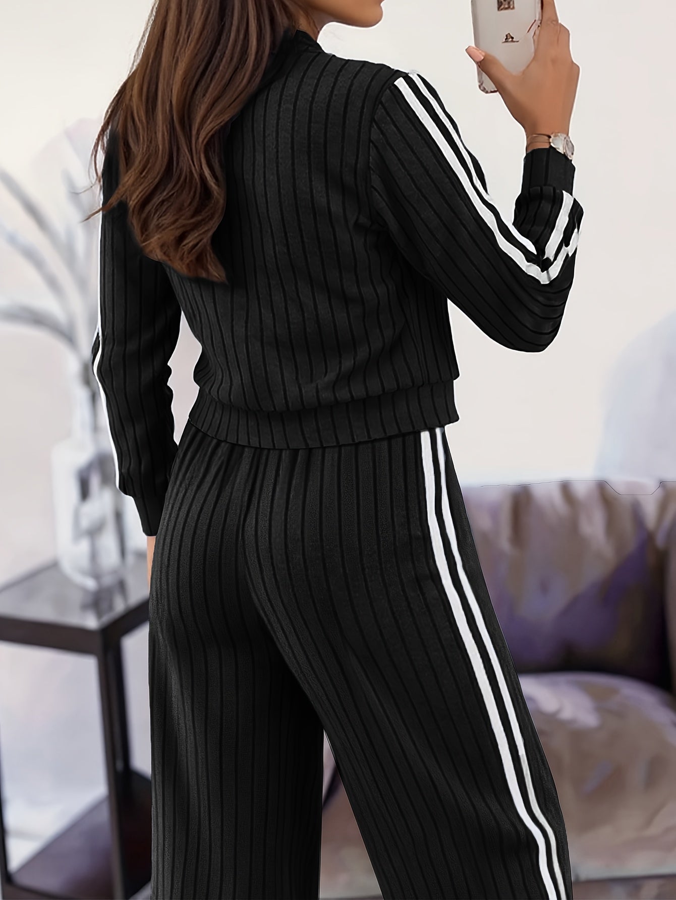 MOVEWEAR Women’s Stylish Casual Two-Piece Zip Cardigan Set