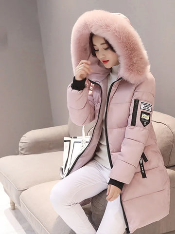 MOVEWEAR Women’s Long Hooded Fur-Collar Winter Parka