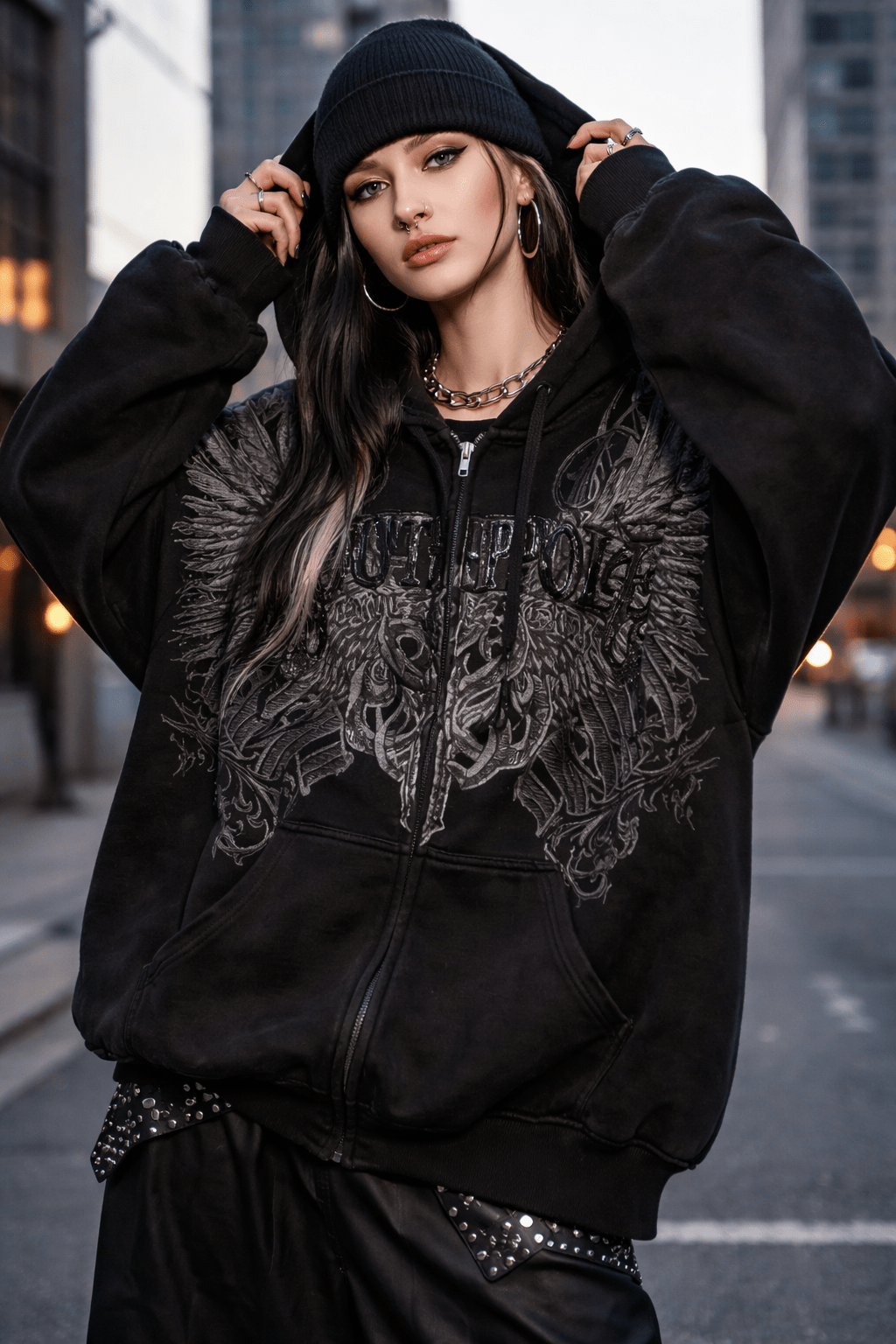 MOVE - WEAR™ Y2K Fleece Zip - Up Hoodie – Oversized Streetwear Essential - MOVEWEAR