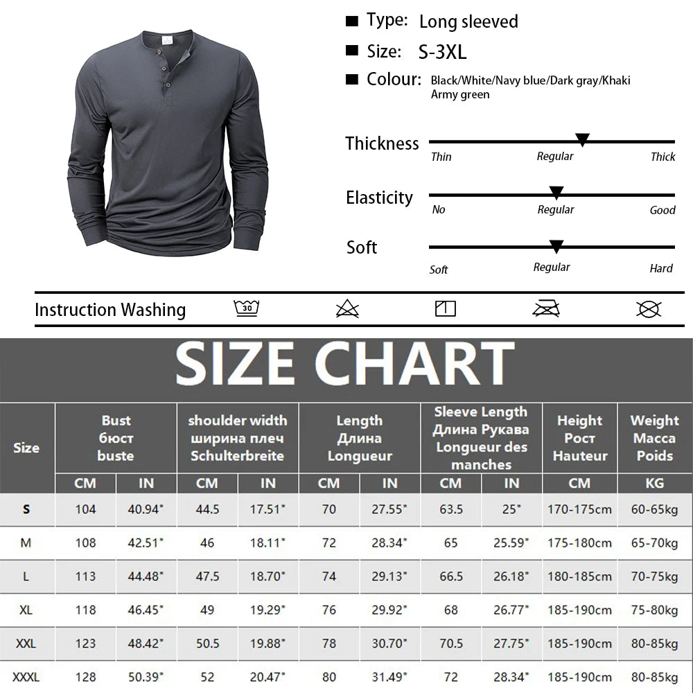 MOVEWEAR Long Sleeve Henley T-Shirt - MOVEWEAR