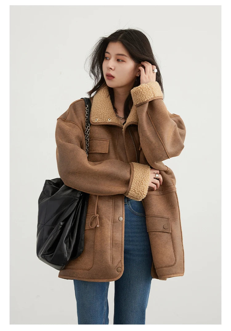 MOVEWEAR Reversible Suede Winter Motorcycle Jacket for Women