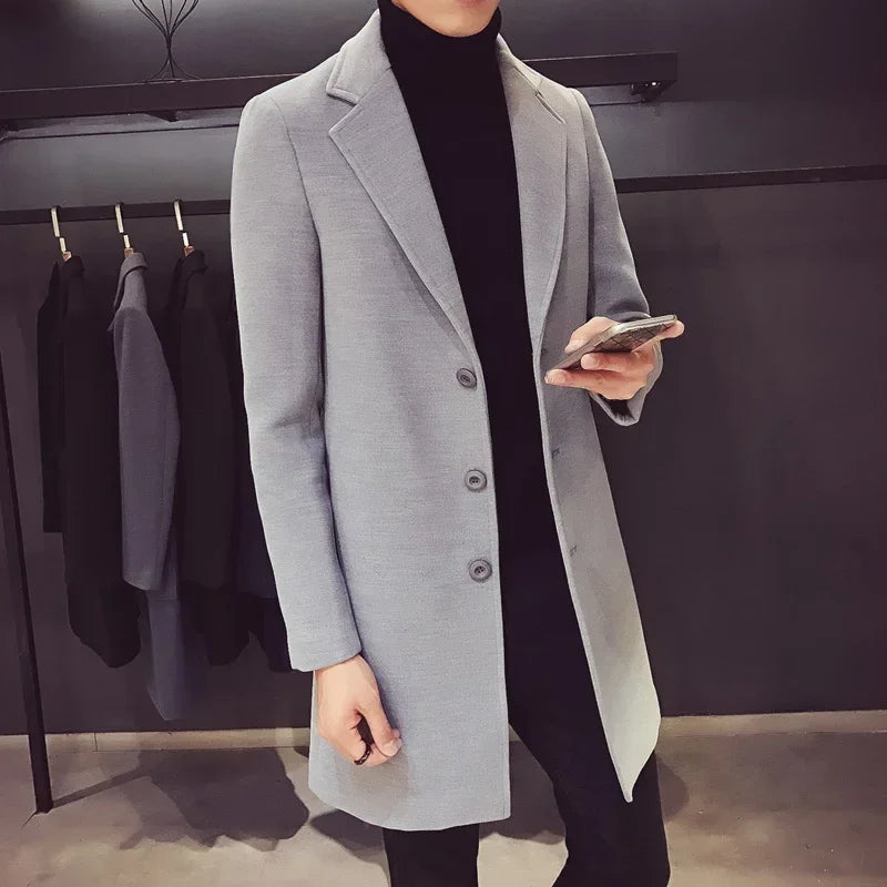 MOVEWEAR Men’s Wool Blend Long Coat – Autumn/Winter 2025