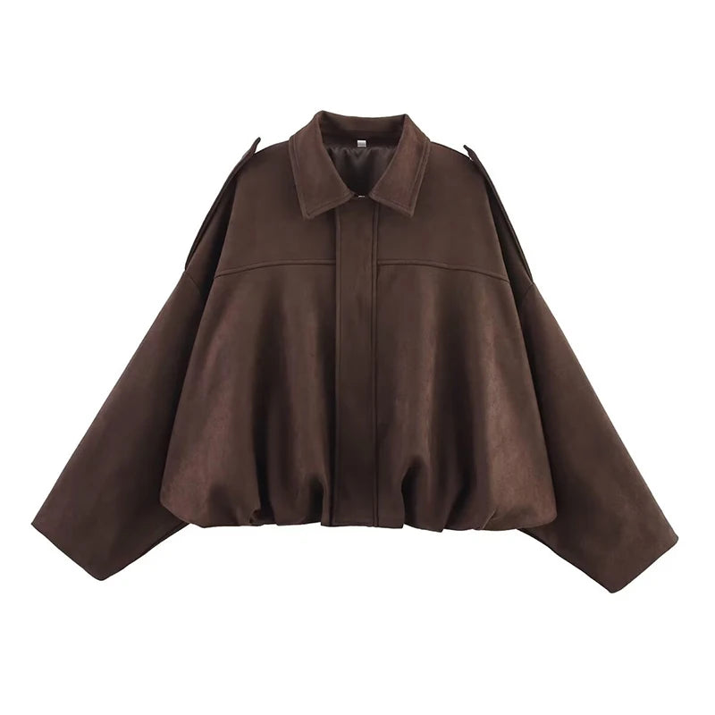 MOVEWEAR Suede Zipper Bomber Jacket for Women