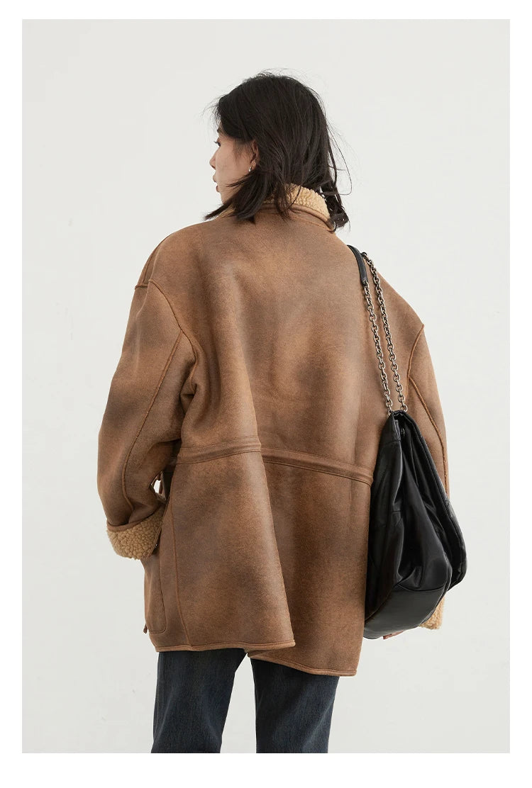 MOVEWEAR Reversible Suede Winter Motorcycle Jacket for Women