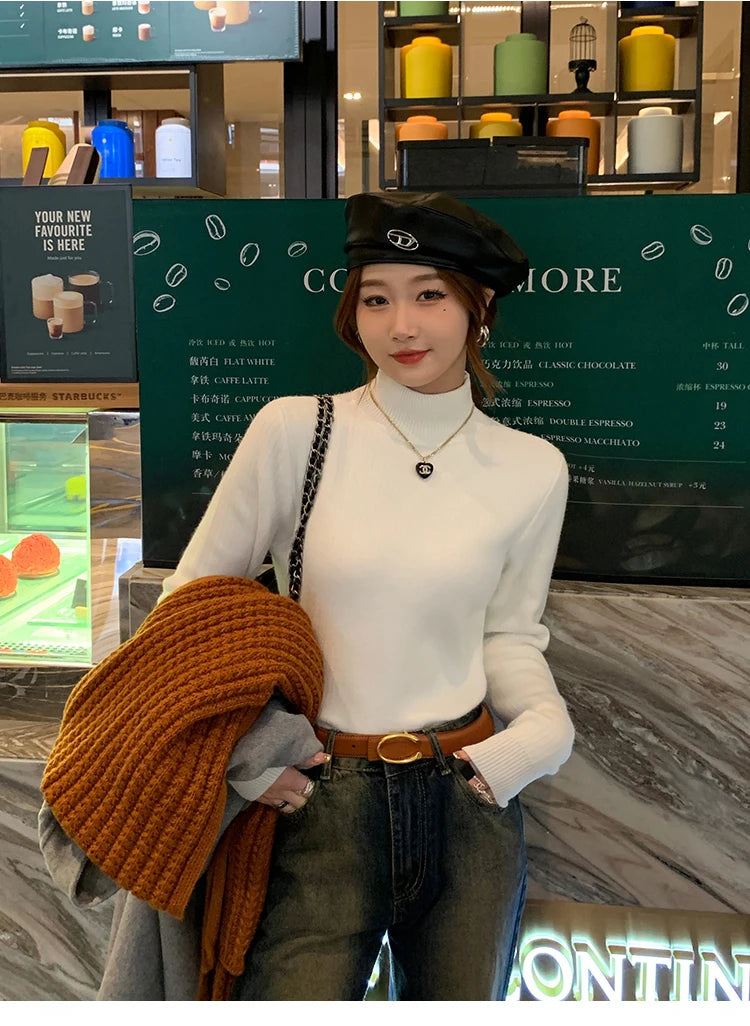 MOVEWEAR Velvet-Lined Turtleneck Winter Sweater for Women