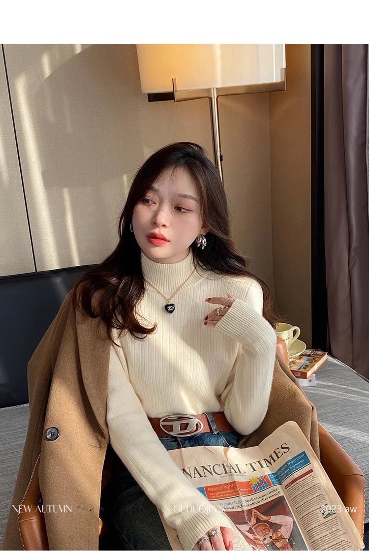 MOVEWEAR Velvet - Lined Turtleneck Winter Sweater for Women - MOVEWEAR