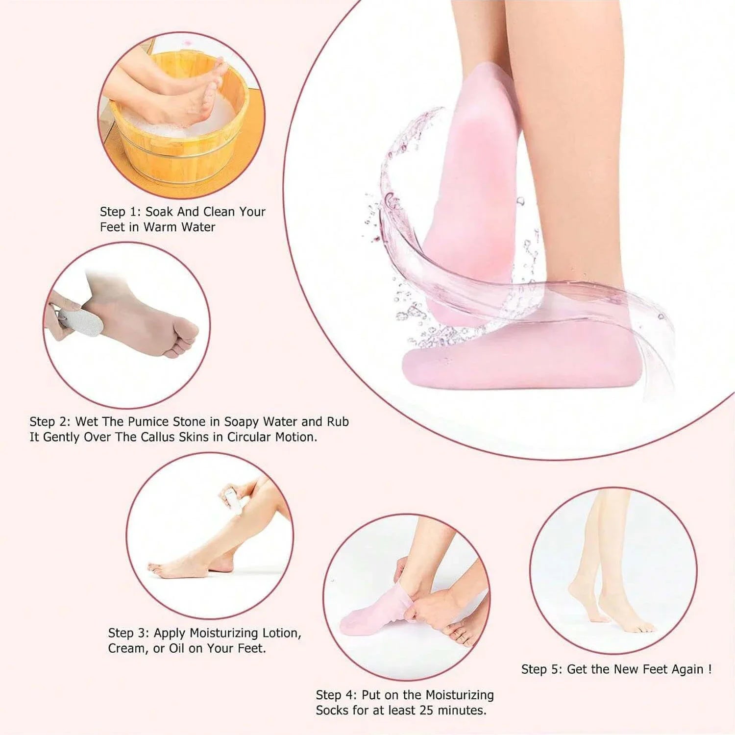 MOVEWEAR Silicone Moisturizing Foot Care Socks (2 Pairs) - MOVEWEAR
