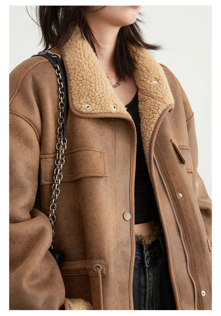 MOVEWEAR Reversible Suede Winter Motorcycle Jacket for Women - MOVEWEAR