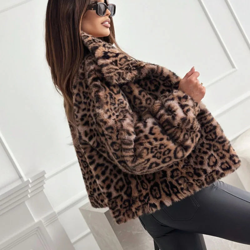 MOVEWEAR Women’s Casual Leopard Print Winter Cardigan Coat