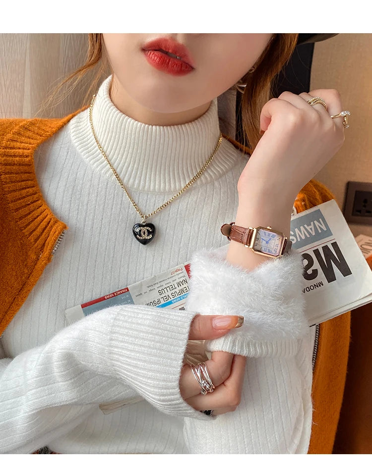 MOVEWEAR Velvet-Lined Turtleneck Winter Sweater for Women