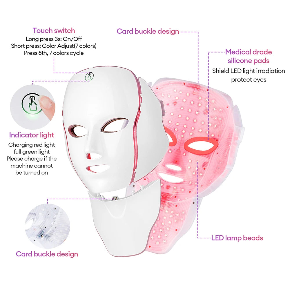 MOVEWEAR 7-Color LED Facial &amp; Neck Rejuvenation Mask