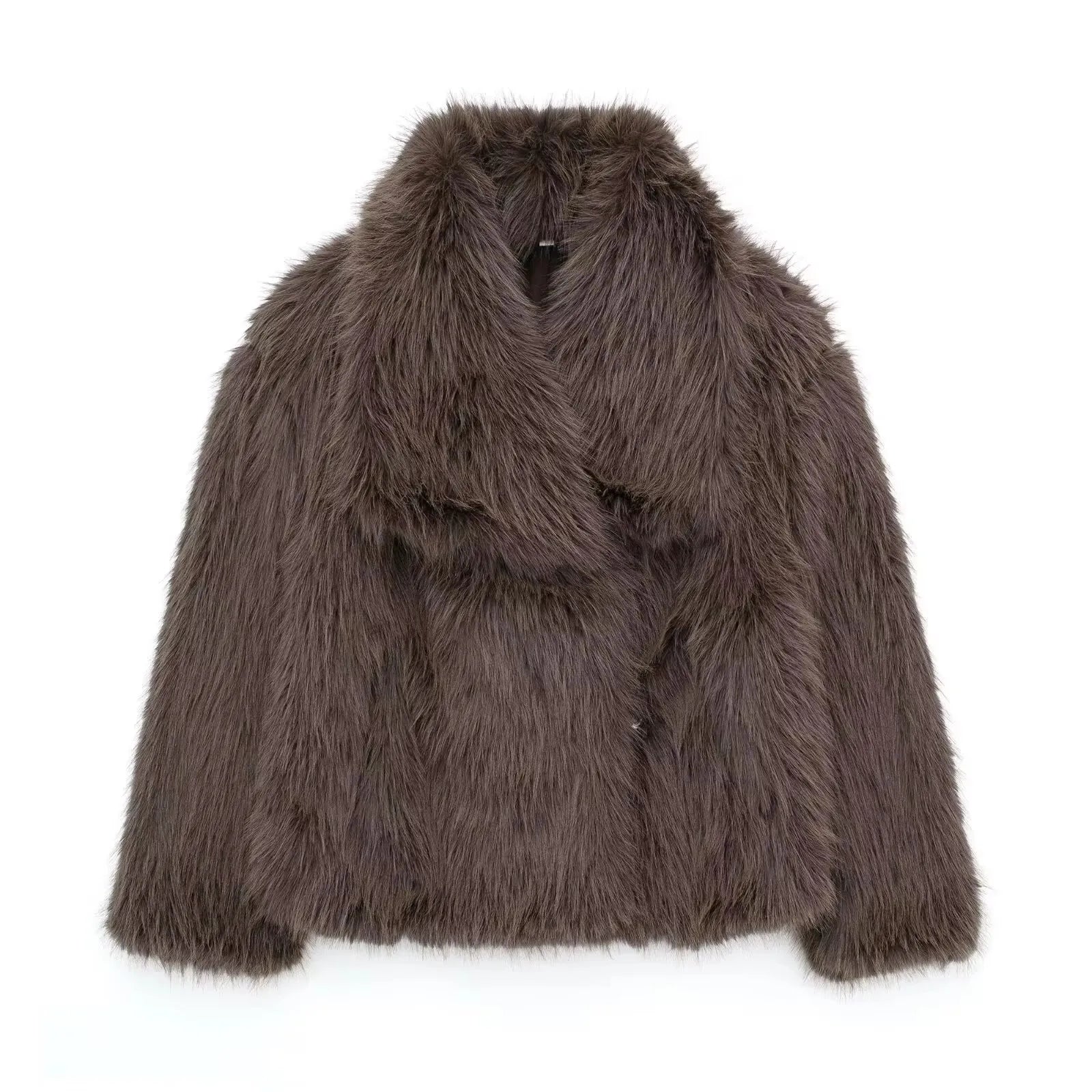 MOVEWEAR Women’s Elegant Faux Fur Lapel Winter Coat