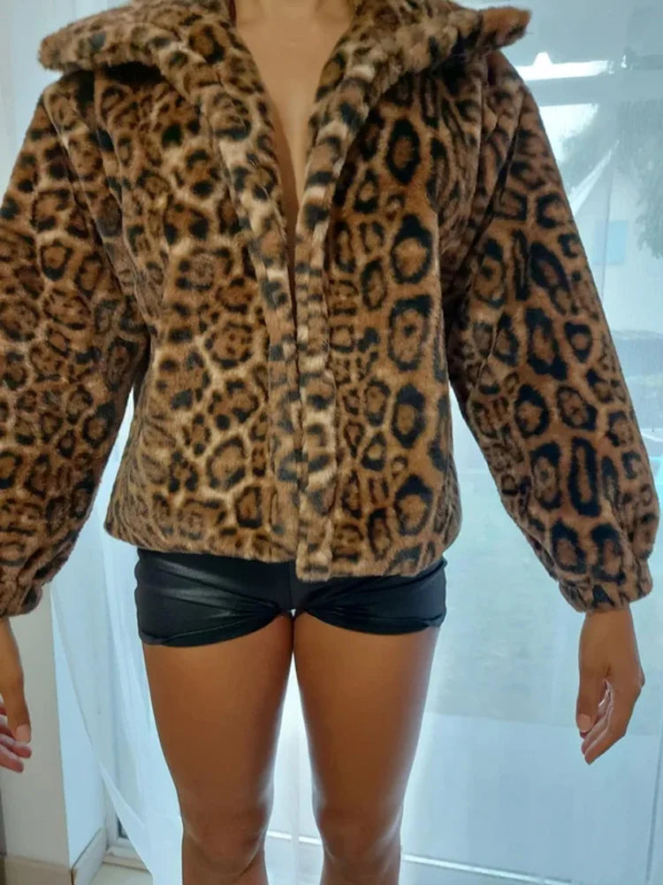 MOVEWEAR Women’s Casual Leopard Print Winter Cardigan Coat