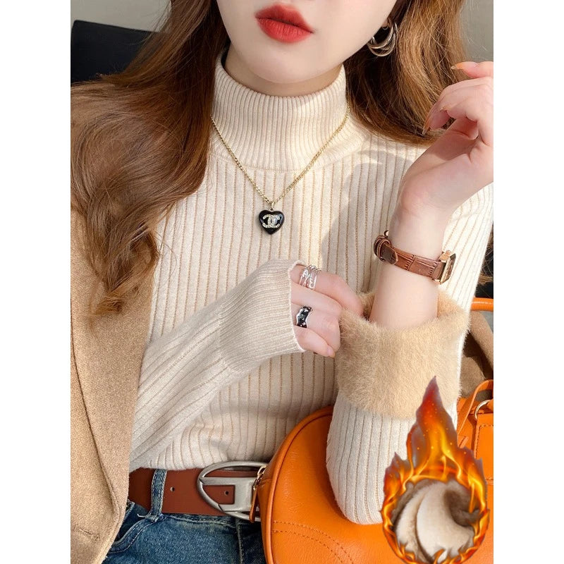 MOVEWEAR Velvet-Lined Turtleneck Winter Sweater for Women