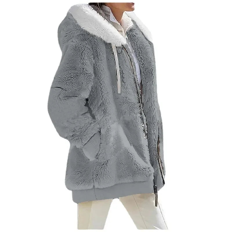 MOVEWEAR Women’s Hooded Cashmere-Feel Fleece Winter Jacket