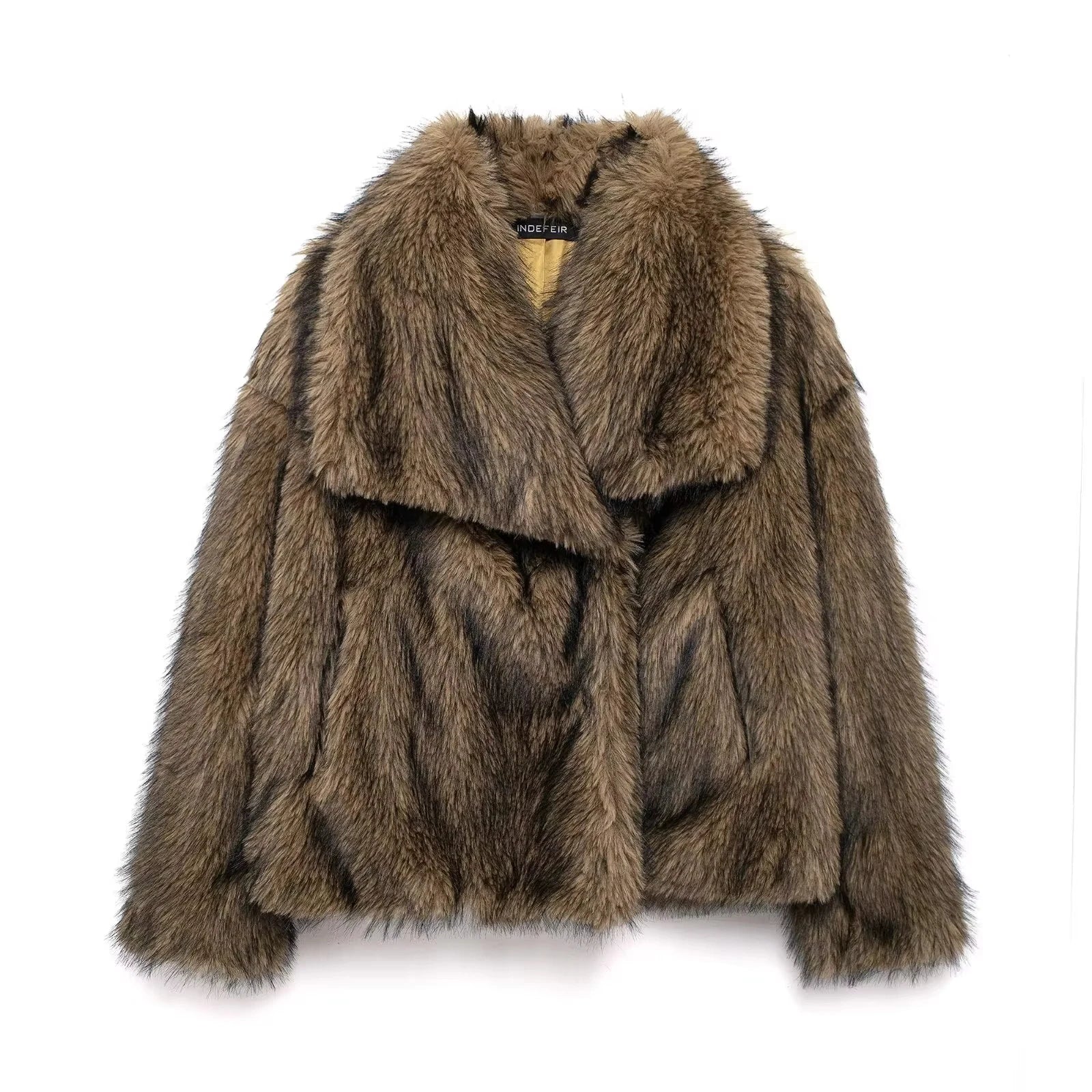 MOVEWEAR Women’s Elegant Faux Fur Lapel Winter Coat