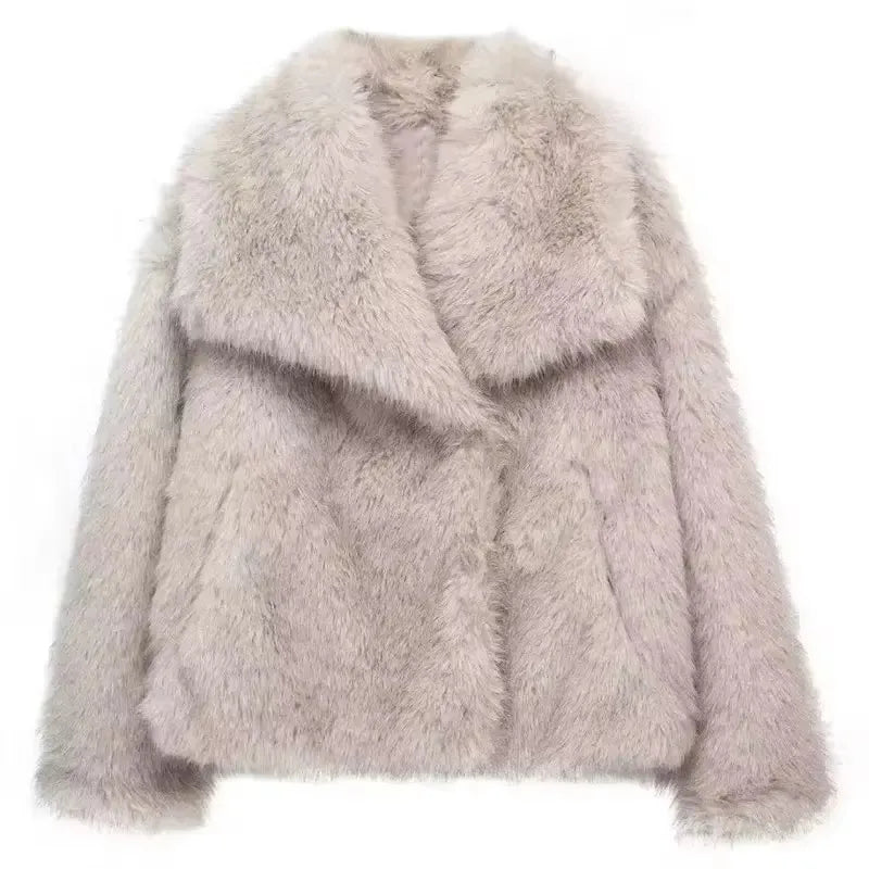 MOVEWEAR Women’s Elegant Faux Fur Lapel Winter Coat - MOVEWEAR