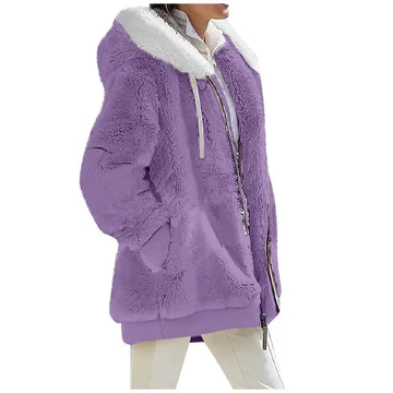MOVEWEAR Women’s Hooded Cashmere-Feel Fleece Winter Jacket
