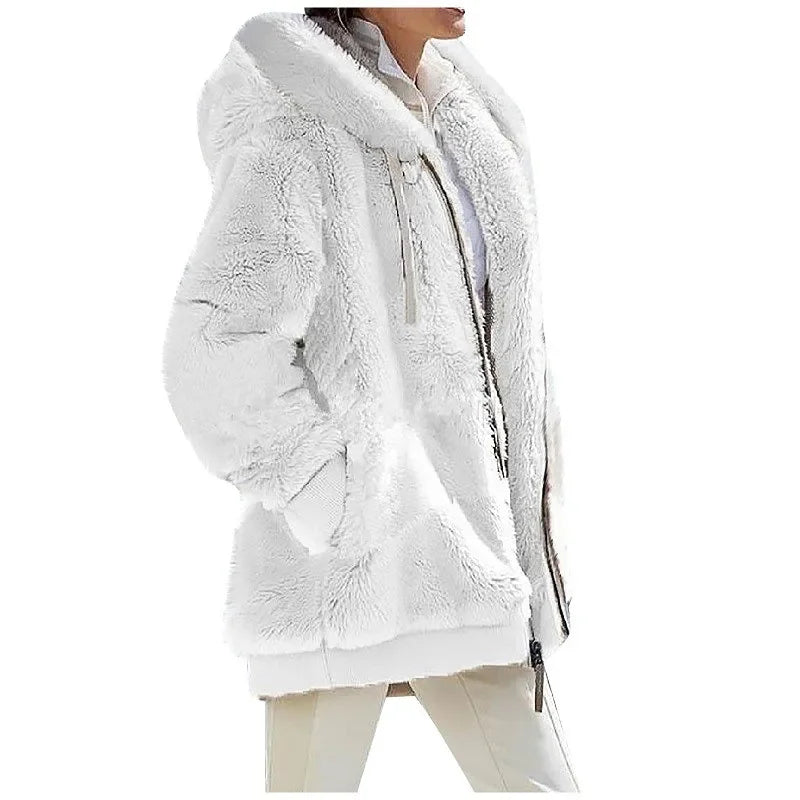 MOVEWEAR Women’s Hooded Cashmere-Feel Fleece Winter Jacket