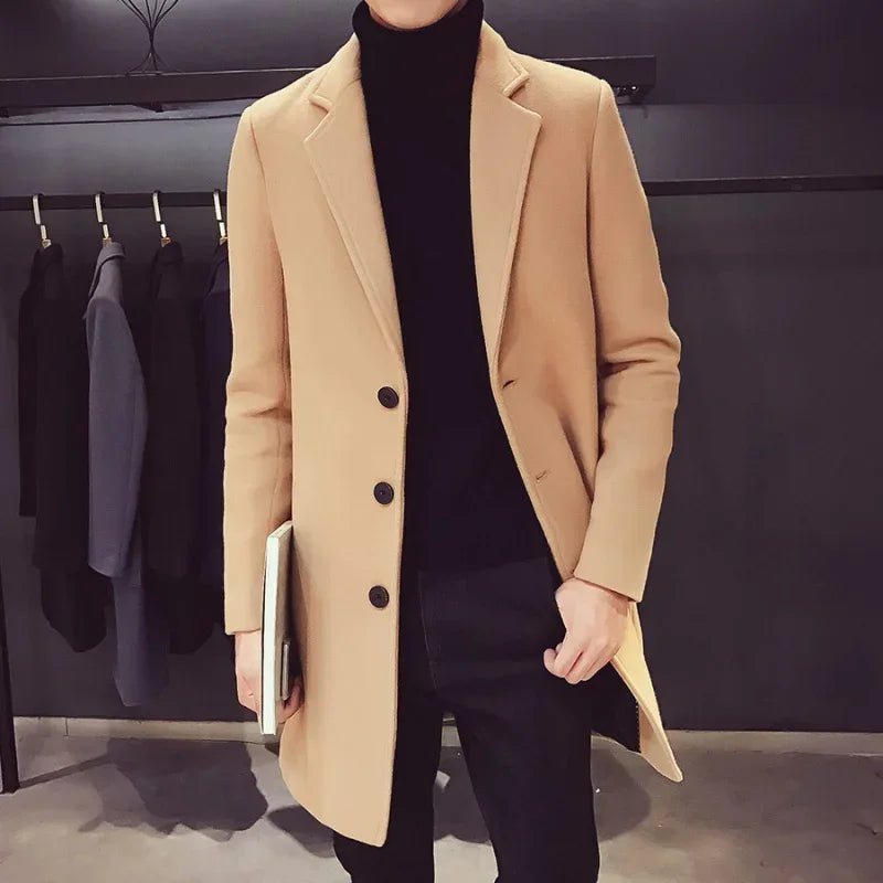 MOVEWEAR Men’s Wool Blend Long Coat – Autumn/Winter 2025