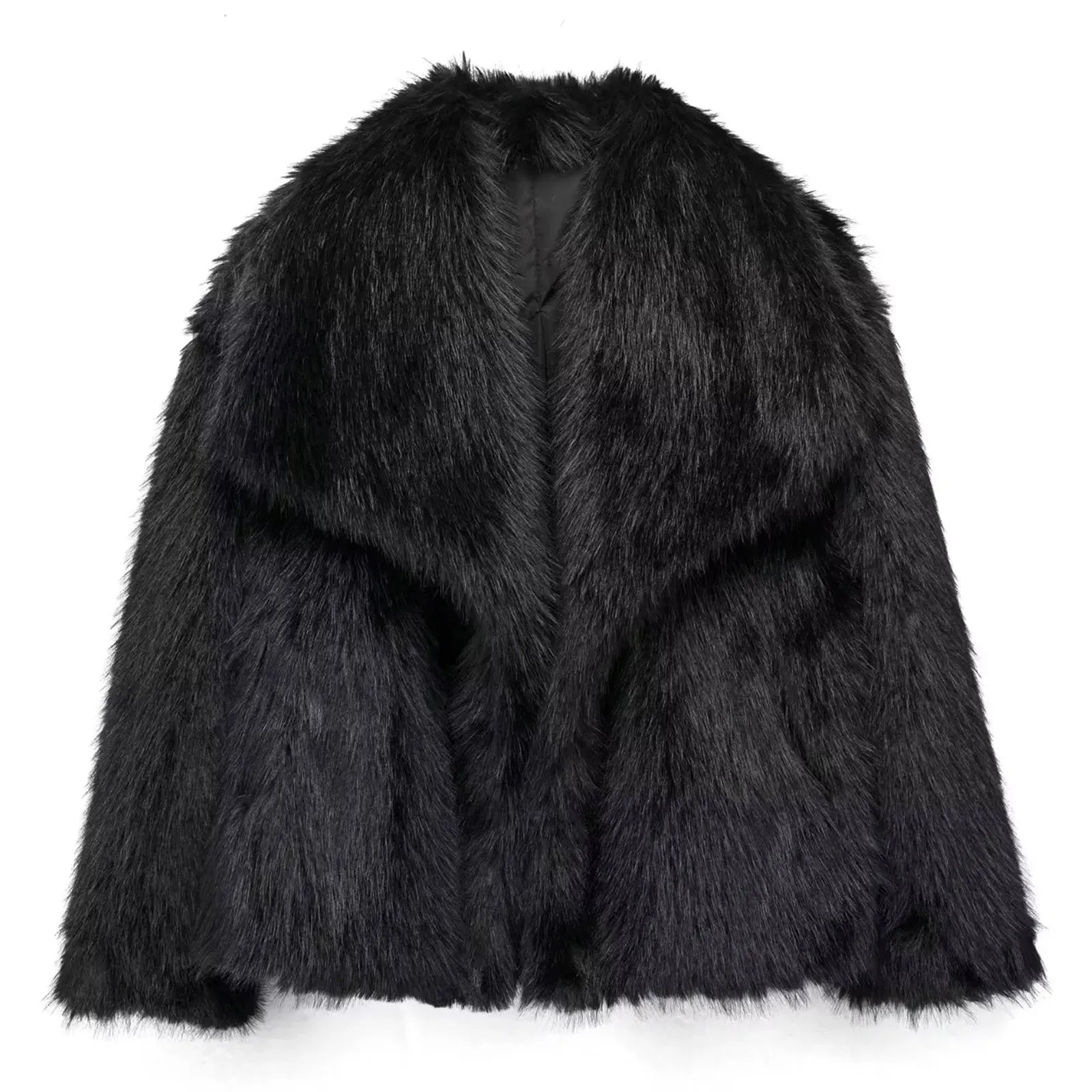 MOVEWEAR Women’s Elegant Faux Fur Lapel Winter Coat - MOVEWEAR