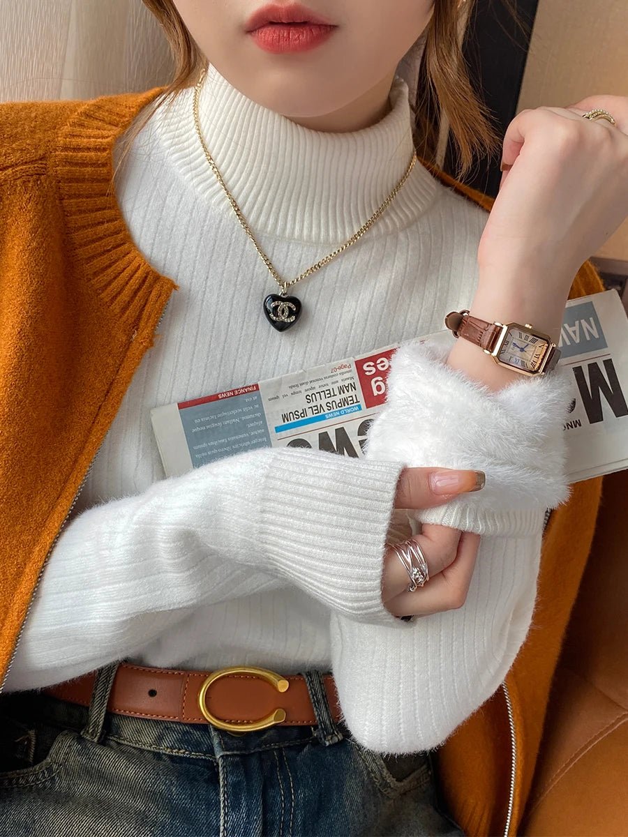 MOVEWEAR Velvet - Lined Turtleneck Winter Sweater for Women - MOVEWEAR