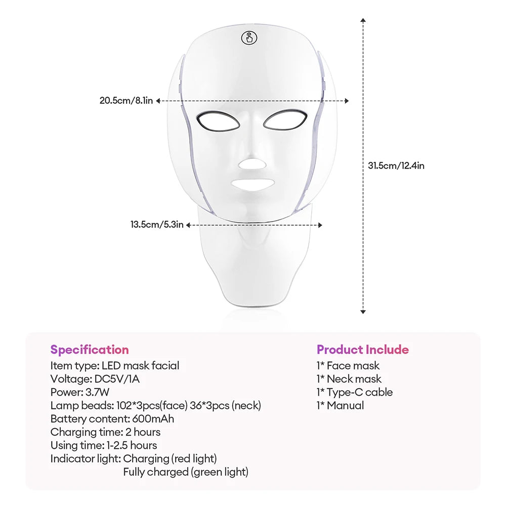 MOVEWEAR 7-Color LED Facial &amp; Neck Rejuvenation Mask