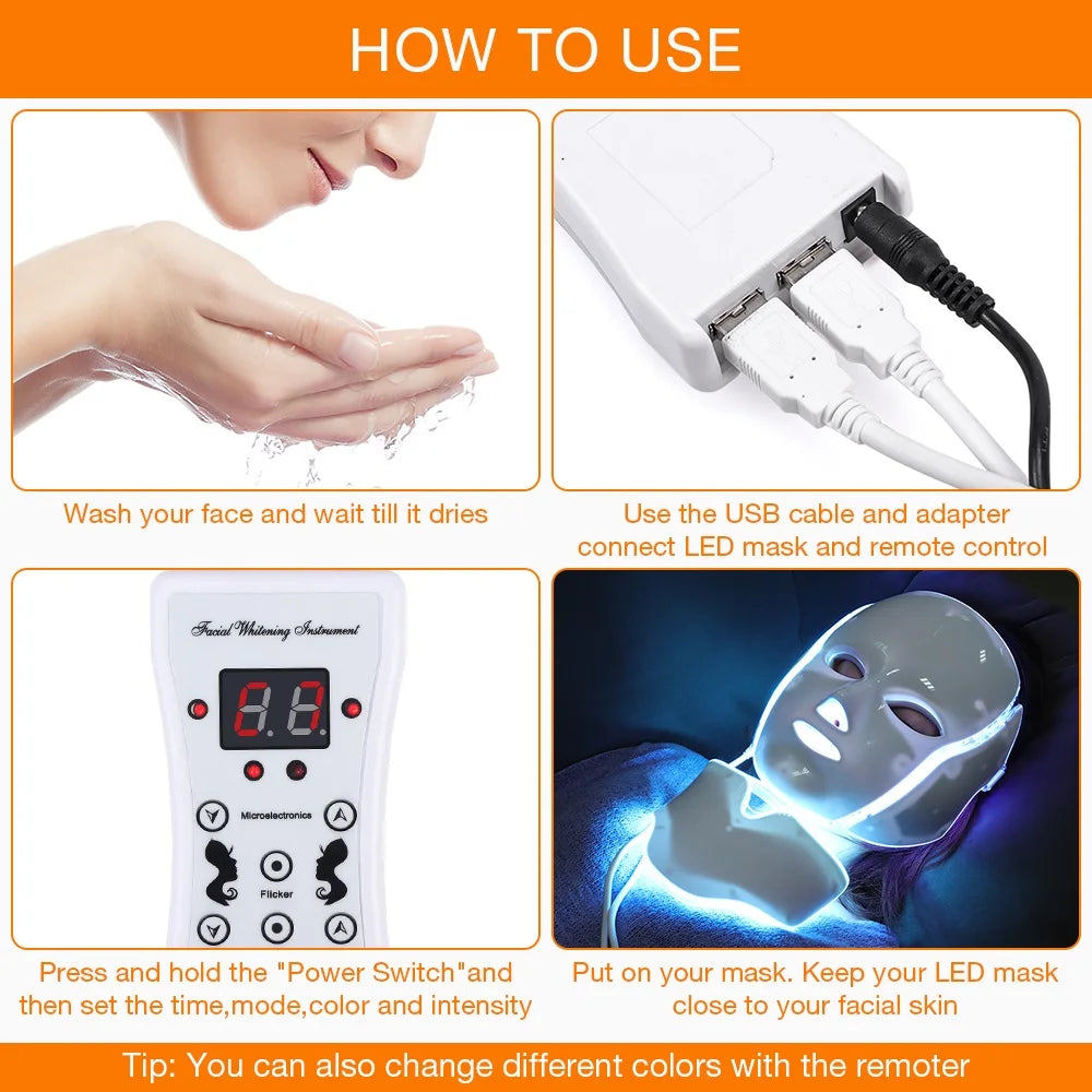 MOVEWEAR 7-Color LED Facial &amp; Neck Rejuvenation Mask