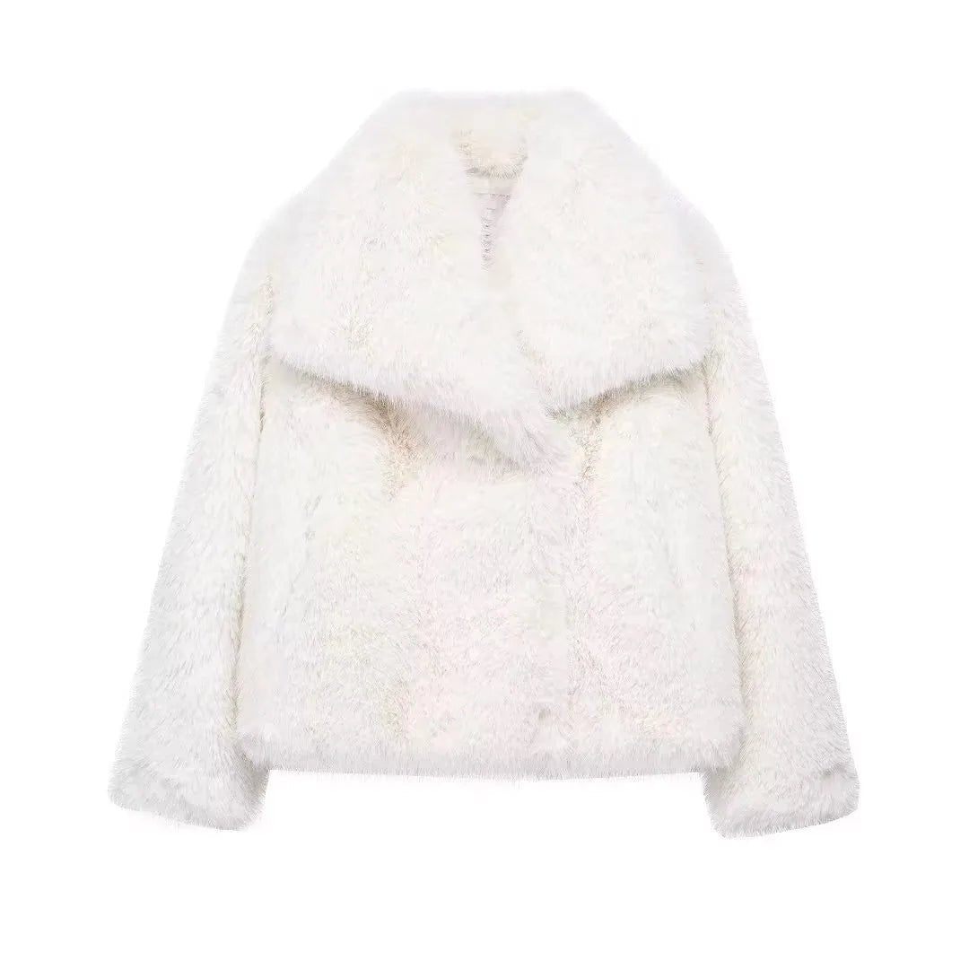 MOVEWEAR Women’s Elegant Faux Fur Lapel Winter Coat - MOVEWEAR