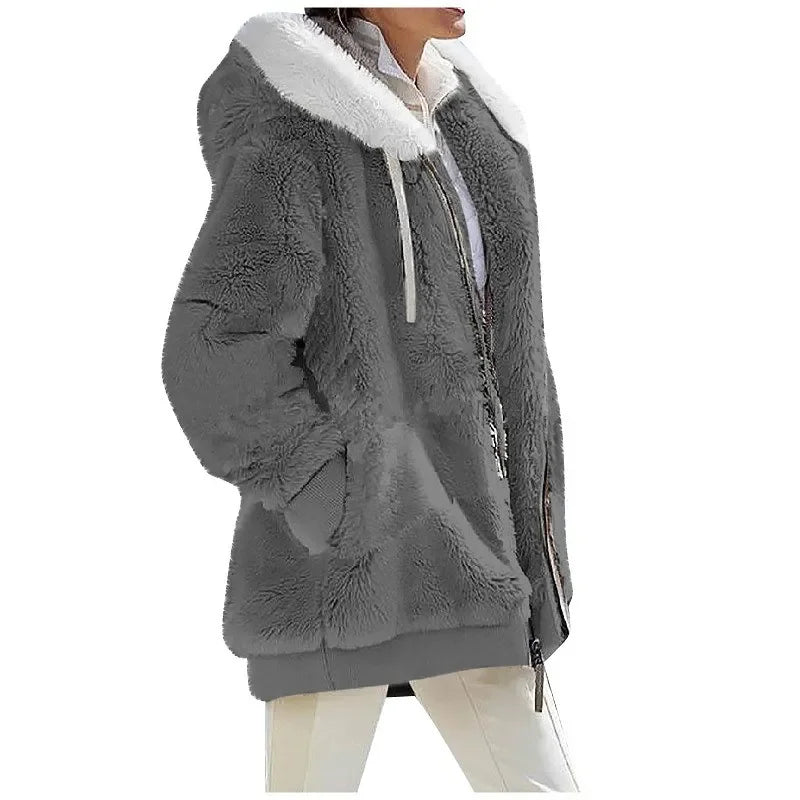 MOVEWEAR Women’s Hooded Cashmere-Feel Fleece Winter Jacket