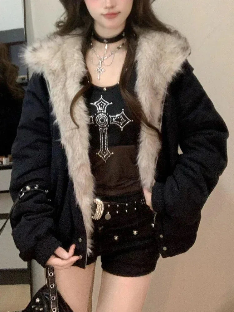 MOVEWEAR Liner Fur Loose Coat For Women