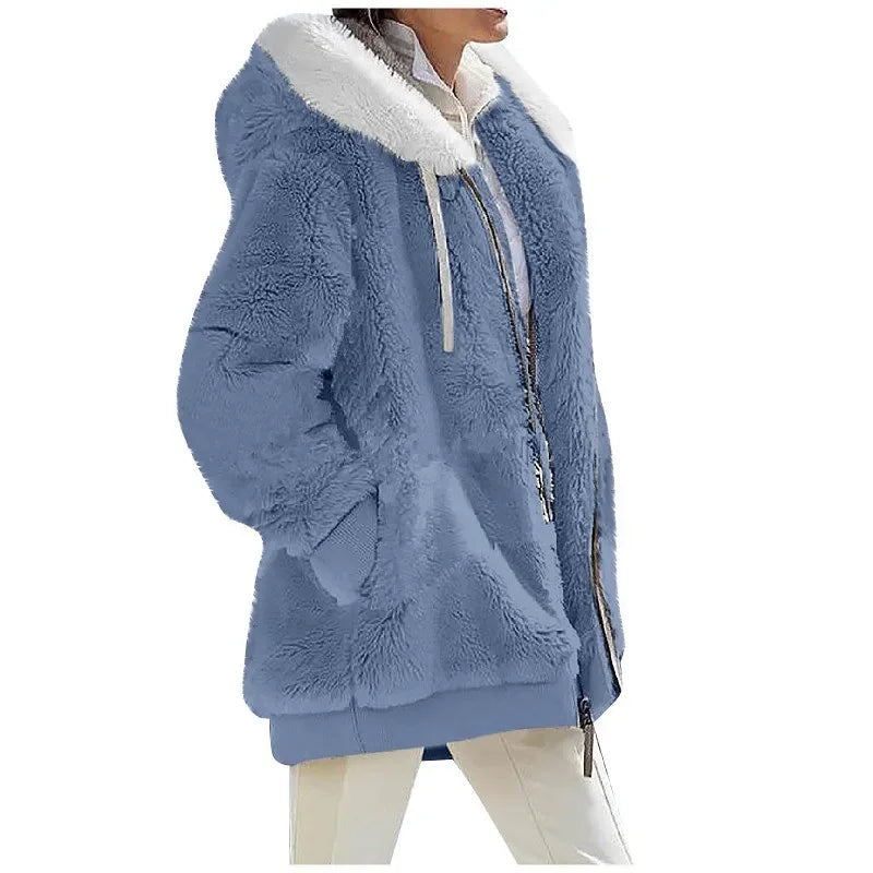 MOVEWEAR Women’s Hooded Cashmere-Feel Fleece Winter Jacket