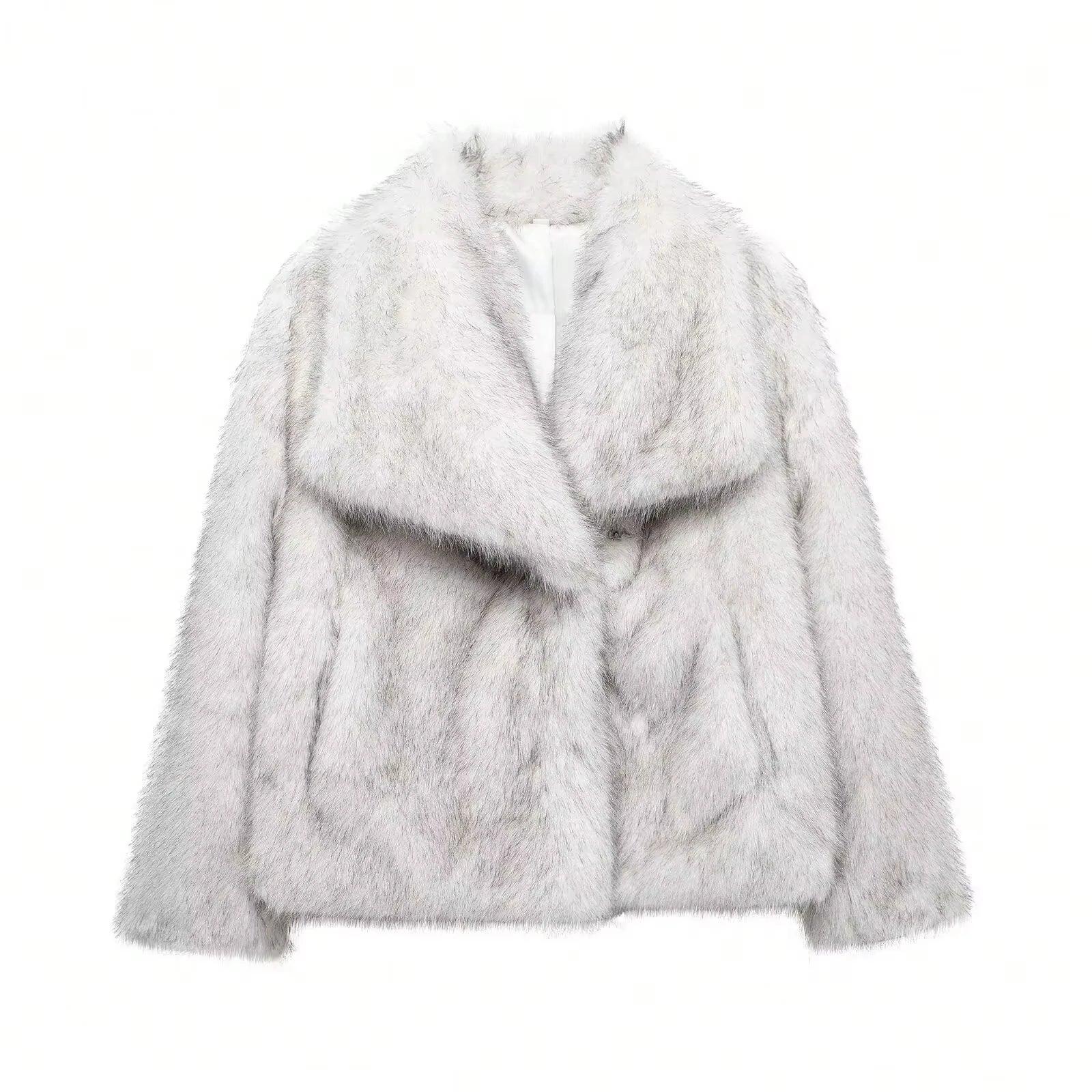 MOVEWEAR Women’s Elegant Faux Fur Lapel Winter Coat