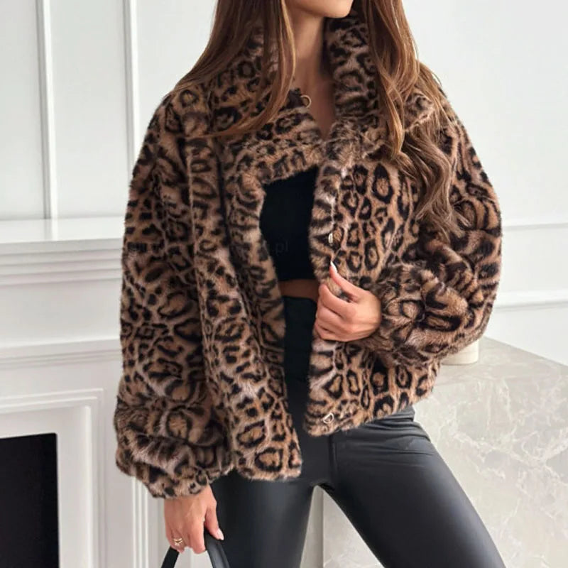 MOVEWEAR Women’s Casual Leopard Print Winter Cardigan Coat