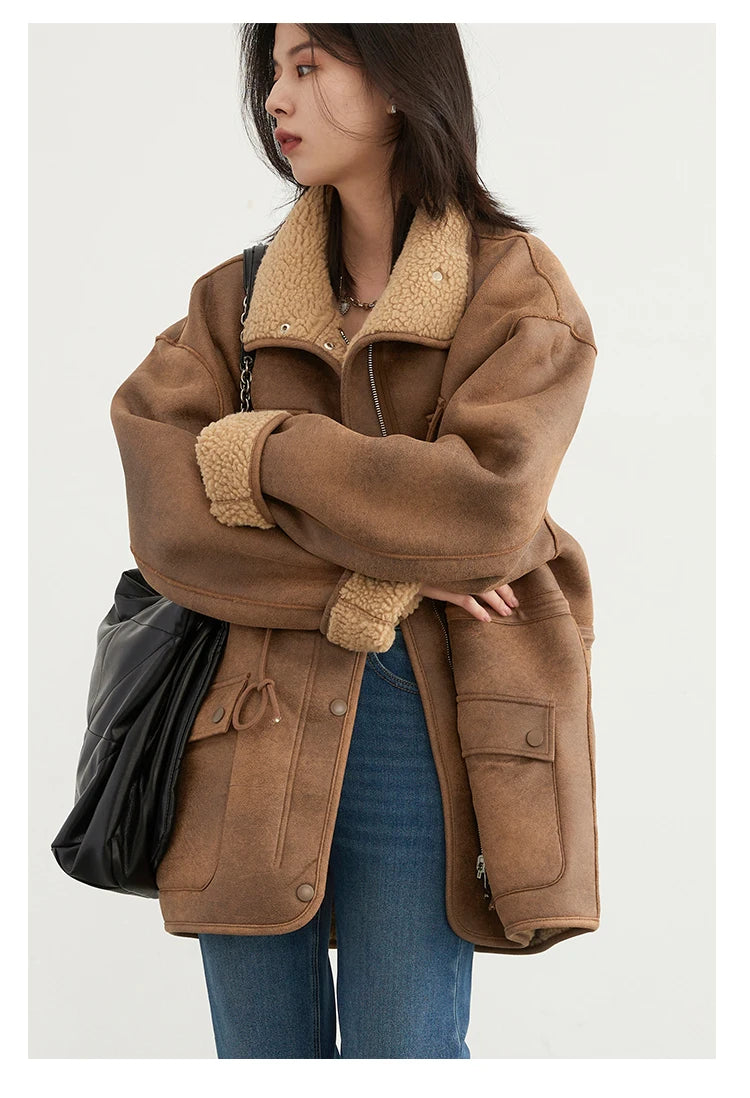 MOVEWEAR Reversible Suede Winter Motorcycle Jacket for Women