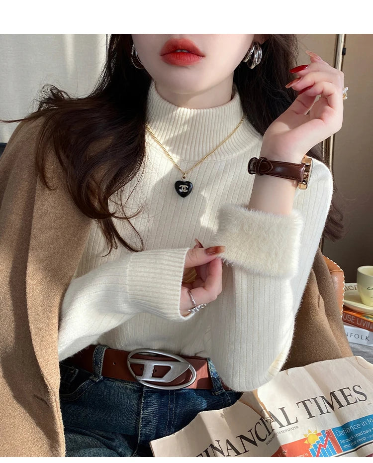MOVEWEAR Velvet-Lined Turtleneck Winter Sweater for Women