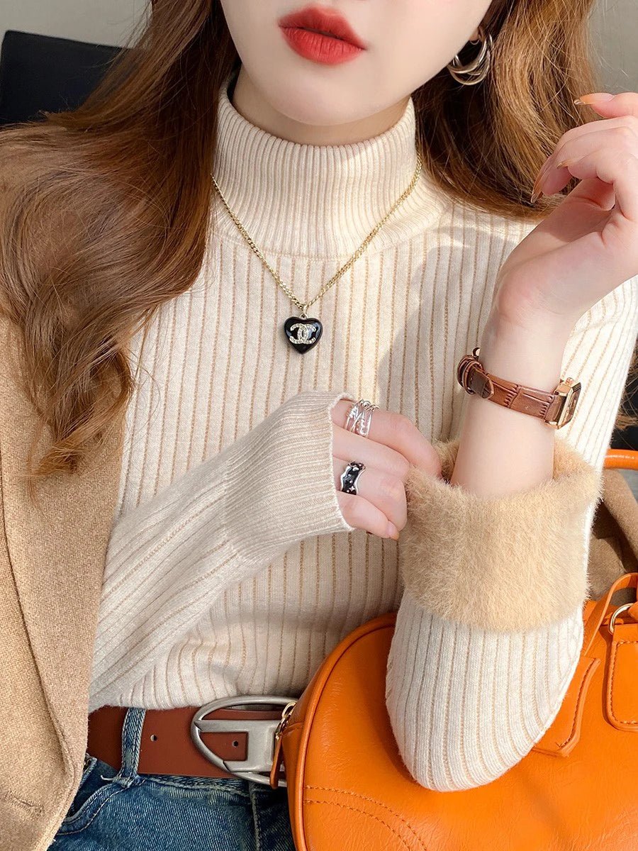 MOVEWEAR Velvet - Lined Turtleneck Winter Sweater for Women - MOVEWEAR