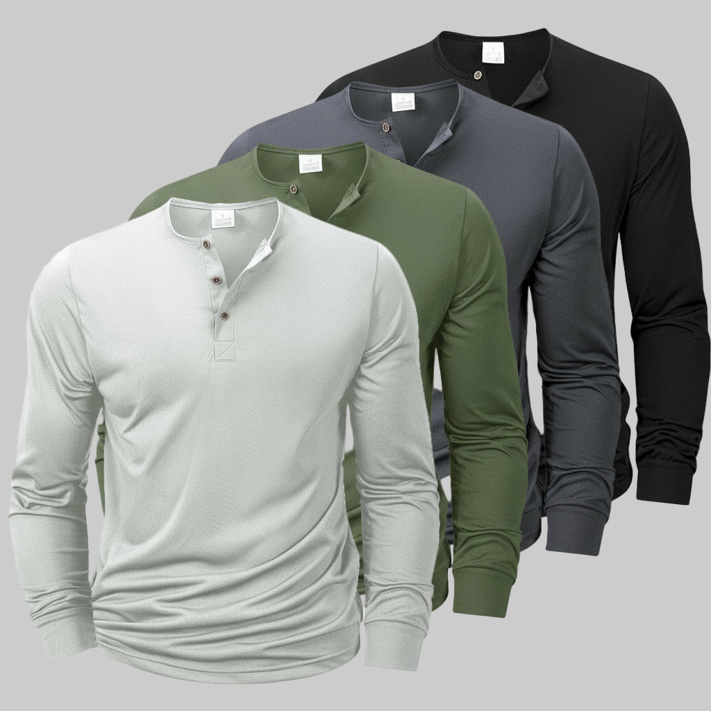 MOVEWEAR Long Sleeve Henley T-Shirt - MOVEWEAR