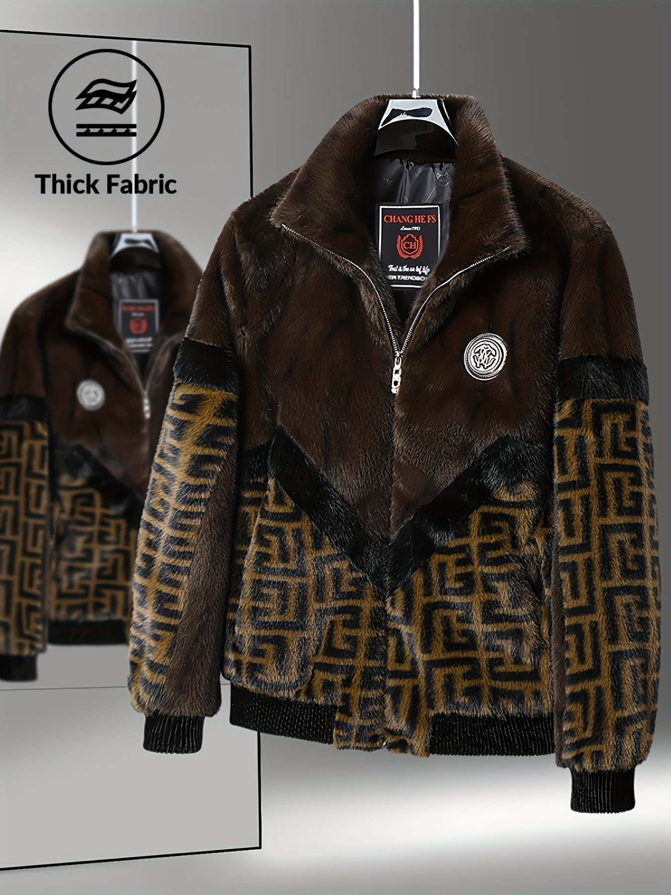 MOVEWEAR Men’s Brown & Black Color Block Winter Jacket