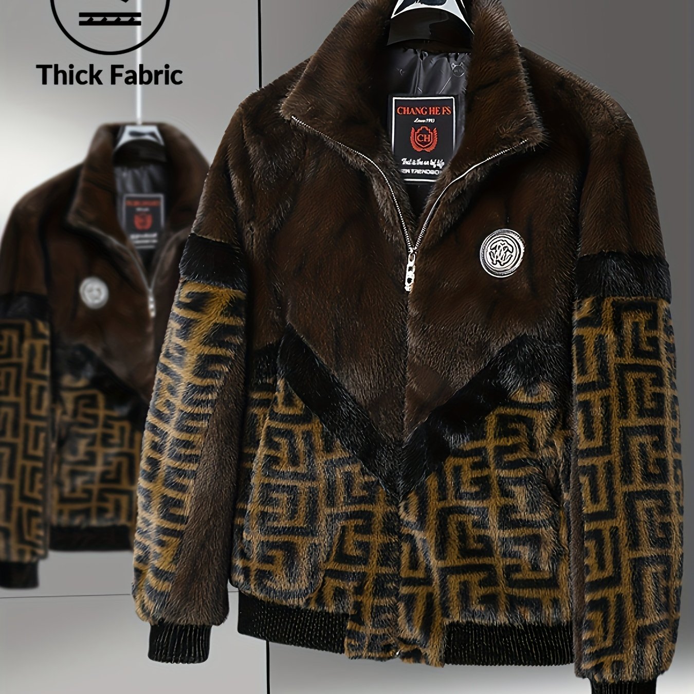 MOVEWEAR Men’s Brown & Black Color Block Winter Jacket